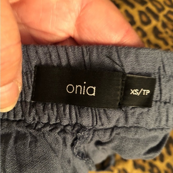 Onia size XS slate blue CHLOE high slit wide leg pant elastic waist pockets - Picture 14 of 16